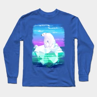 Polar Bear Mom and Baby on Iceberg Long Sleeve T-Shirt